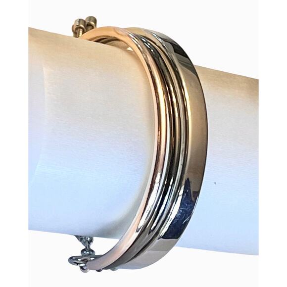 NEW Tri Color ADJUSTABLE BOLO BRACELET Rose Gold, Gunmetal & Silver Plate NWOT - Picture 4 of 5